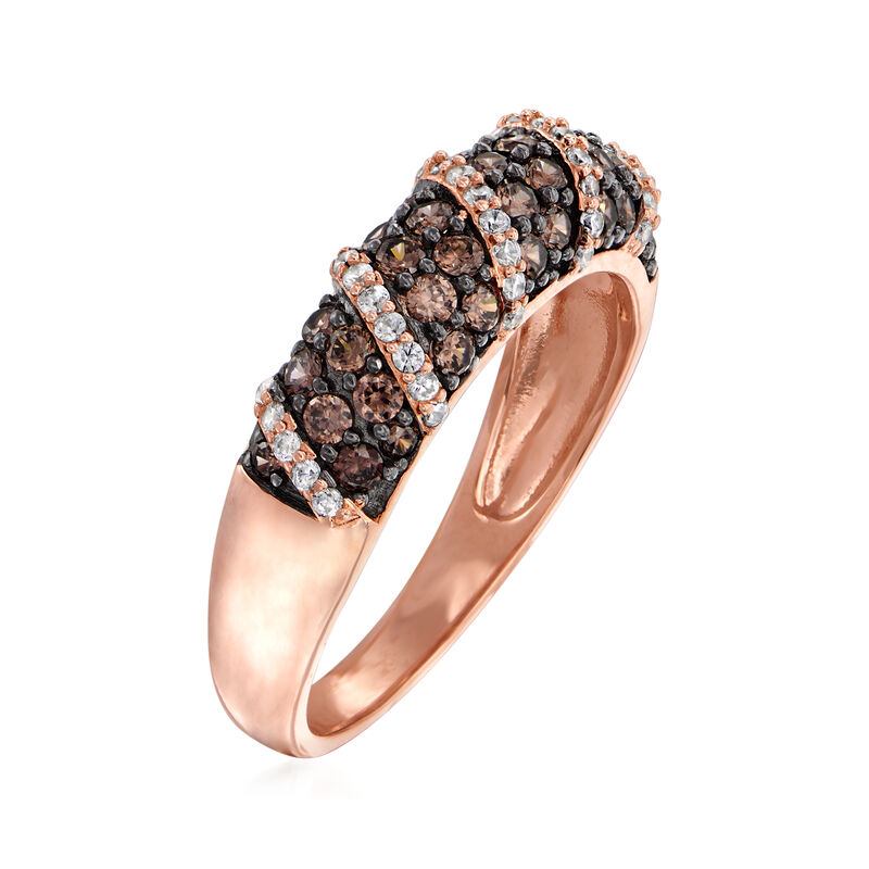 .72 ct. t.w. Brown and White CZ Swirl Ring in 18kt Rose Gold Over Sterling image number 2