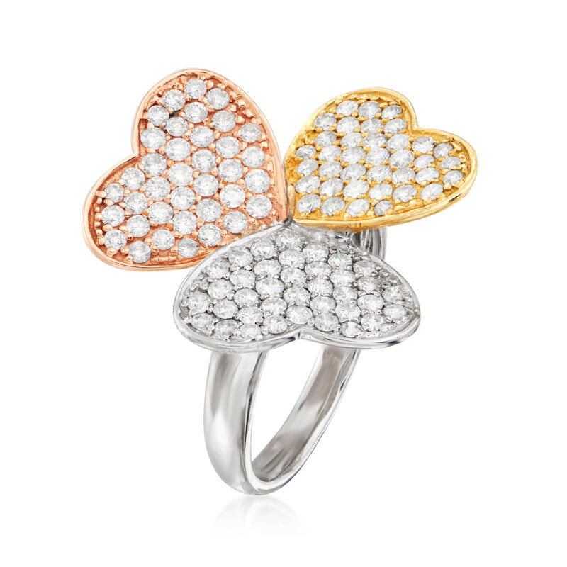 1.61 ct. t.w. Diamond Heart Ring in 18kt Tri-Colored Gold image number 1