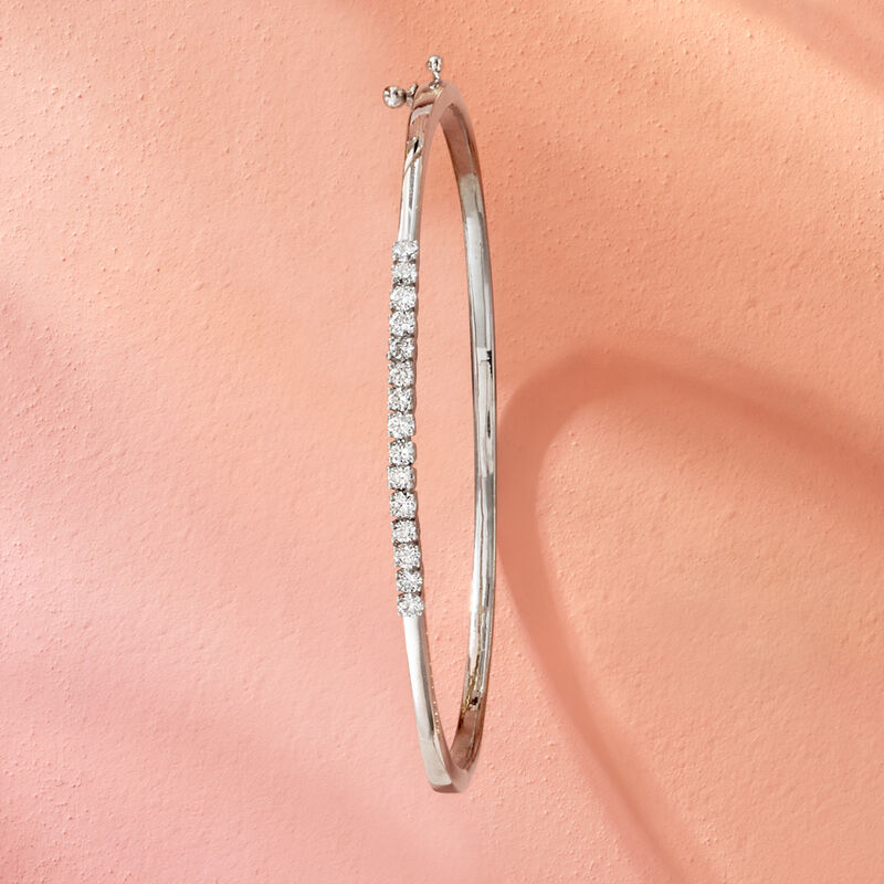 .50 ct. t.w. Lab-Grown Diamond Bangle Bracelet in Sterling Silver. 8" image number 2
