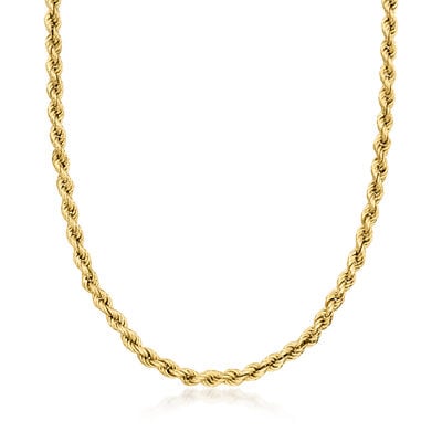 C. 1980 Vintage 4mm 14kt Yellow Gold Rope-Chain Necklace