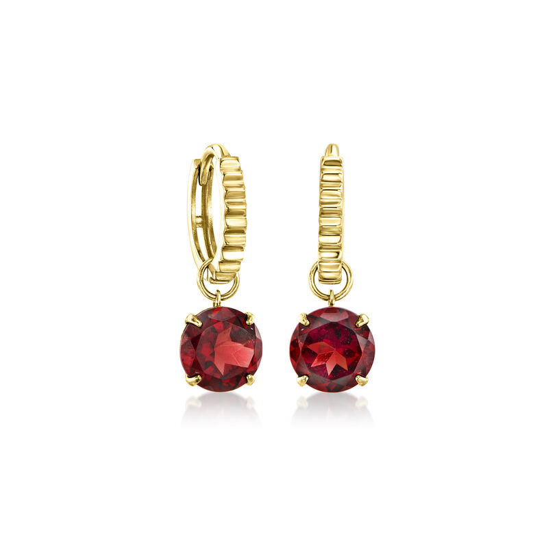 3.20 ct. t.w. Garnet Hoop Drop Earrings in 14kt Yellow Gold  image number 0