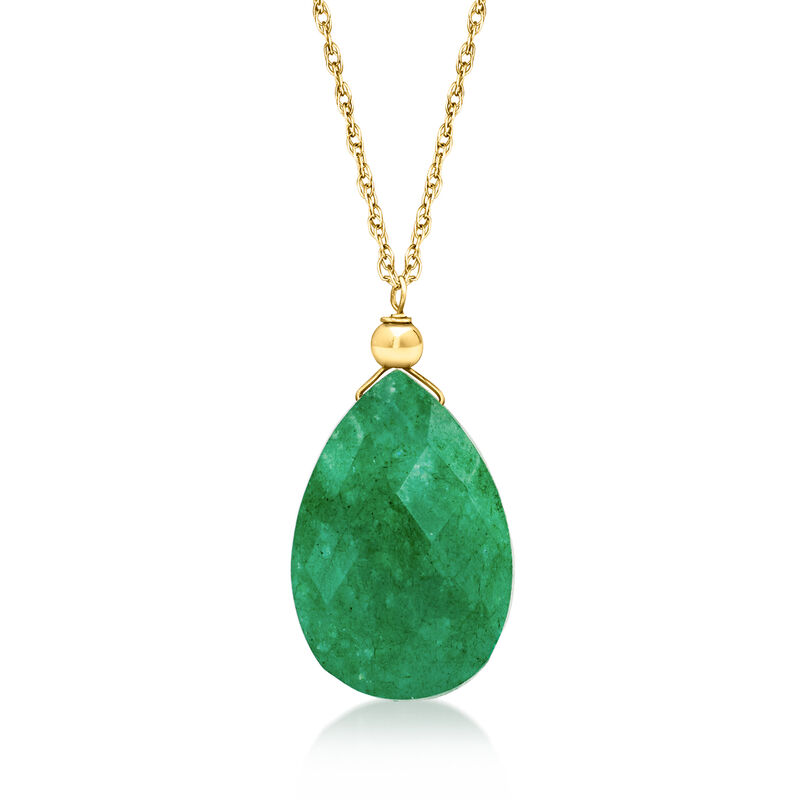 5.50 Carat Emerald Pendant Necklace in 10kt Yellow Gold image number 0