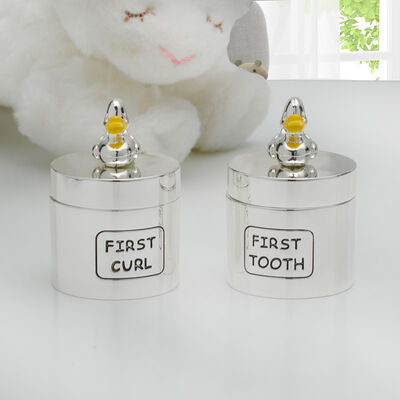 Wallace 2-pc. First Tooth and First Curl Baby Duck Keepsake Box Set
