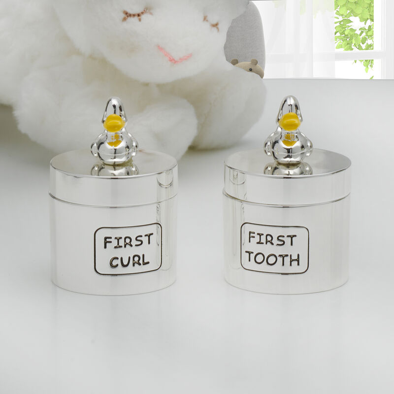Wallace 2-pc. First Tooth and First Curl Baby Duck Keepsake Box Set  image number 1