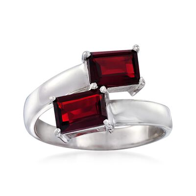 2.20 ct. t.w. Emerald-Cut Garnet Bypass Ring in Sterling Silver
