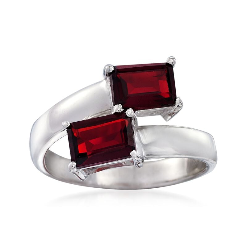 2.20 ct. t.w. Emerald-Cut Garnet Bypass Ring in Sterling Silver image number 0