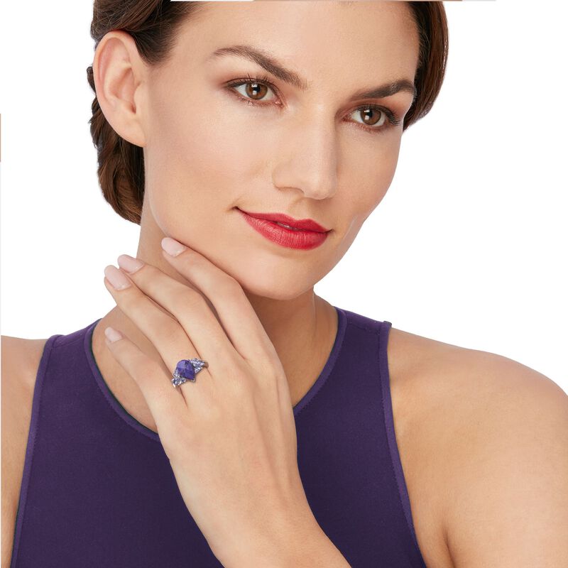 Purple Turquoise and .80 ct. t.w. Purple Tanzanite Ring in Sterling Silver image number 1