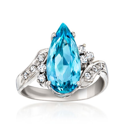 C. 1990 Vintage 2.00 Carat Aquamarine Ring with .19 ct. t.w. Diamonds in 10kt White Gold