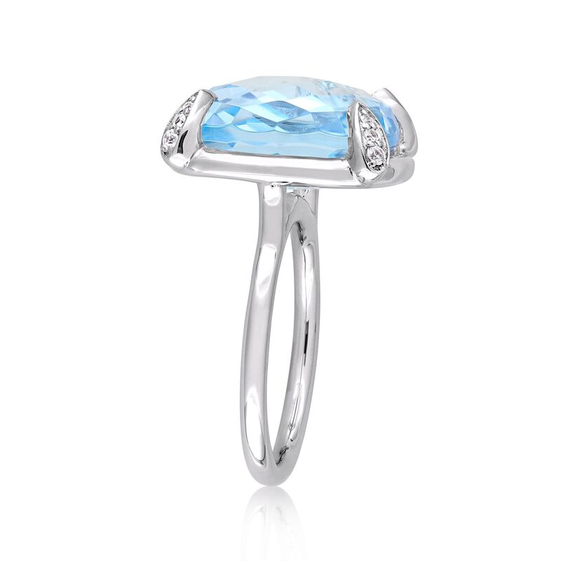 18.00 Carat Sky Blue Topaz and .13 ct. t.w. White Sapphire Ring in 14kt White Gold image number 1