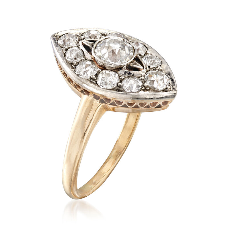 C. 1960 Vintage 1.45 ct. t.w. Diamond Navette Ring in 14kt Yellow Gold. Size 6 image number 2