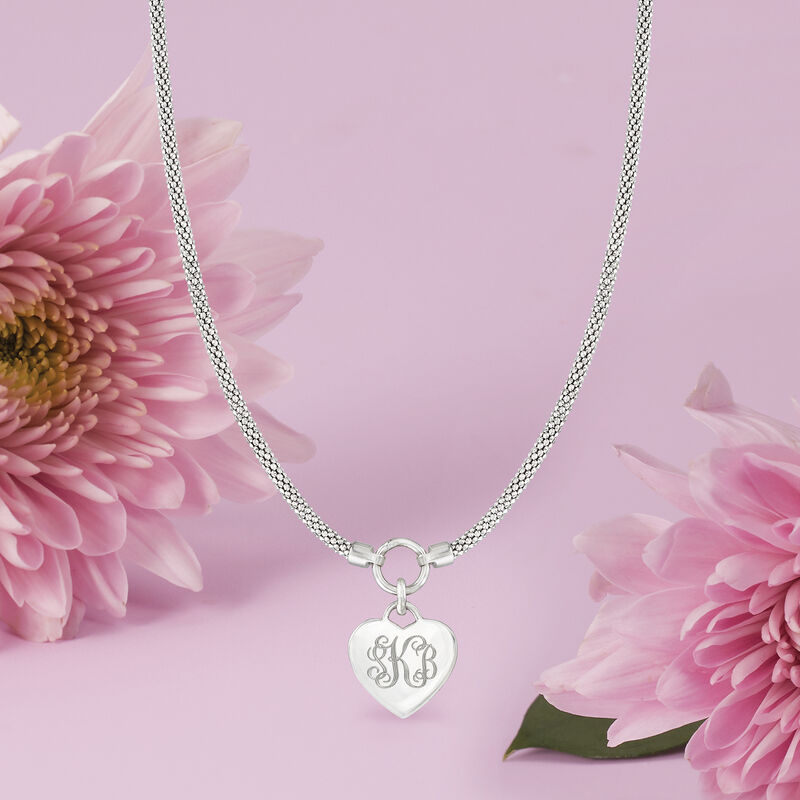 Sterling Silver Personalized Heart Necklace image number 2