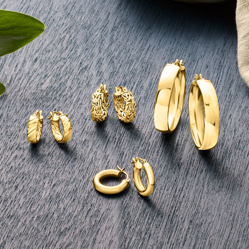 Italian 10kt Yellow Gold Huggie Hoop Earrings. 1/2" image number 4