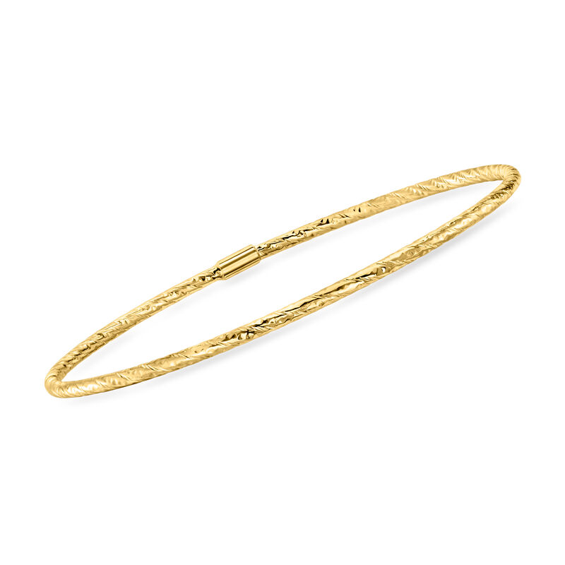 Italian 14kt Yellow Gold Textured Bangle Bracelet image number 0