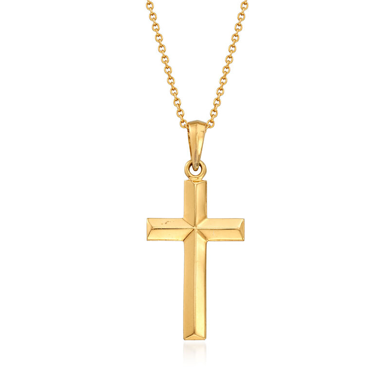 C. 1980 Vintage 14kt Yellow Gold Cross Pendant Necklace image number 0