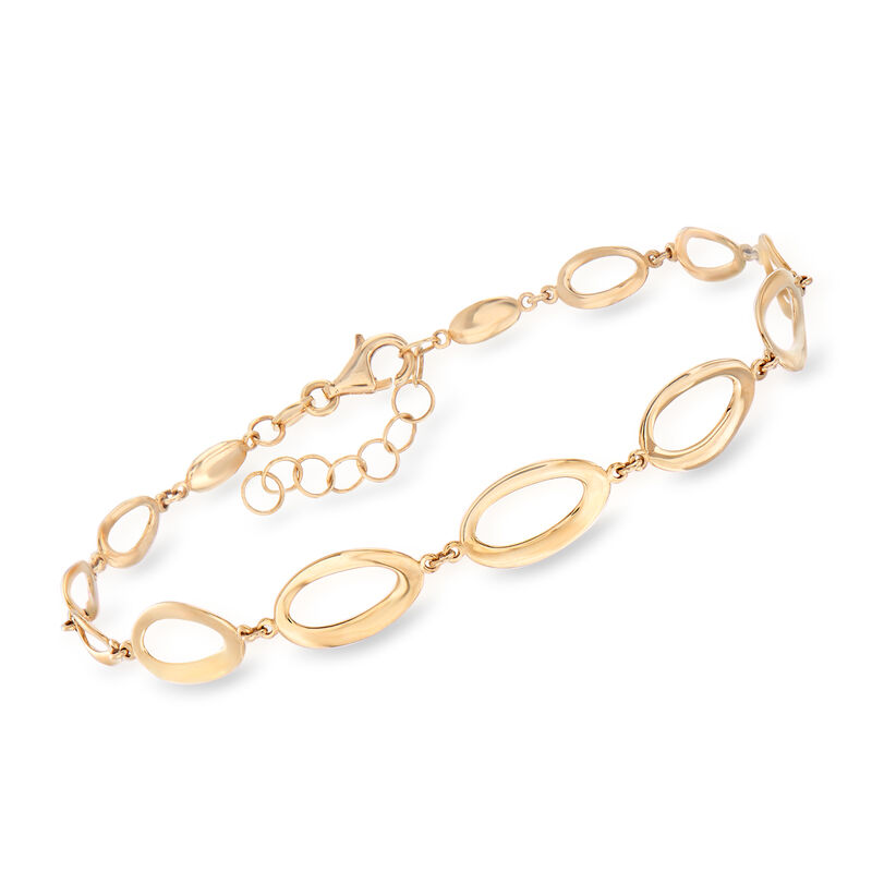 Italian 14kt Yellow Gold Oval-Link Bracelet. 7&quot; image number 0