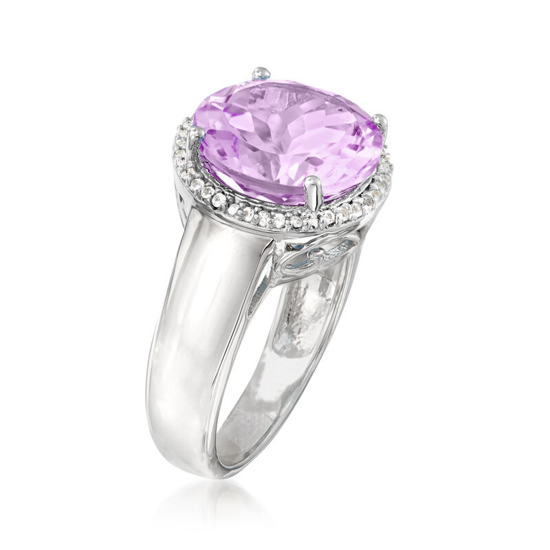 5.70 Carat Amethyst and .10 ct. t.w. White Topaz Ring in Sterling Silver image number 2