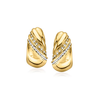 C. 1970 Vintage 1.00 ct. t.w. Diamond Curved Earrings in 14kt Yellow Gold