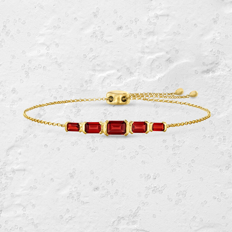 2.70 ct. t.w. Garnet Bolo Bracelet in 18kt Gold Over Sterling image number 3