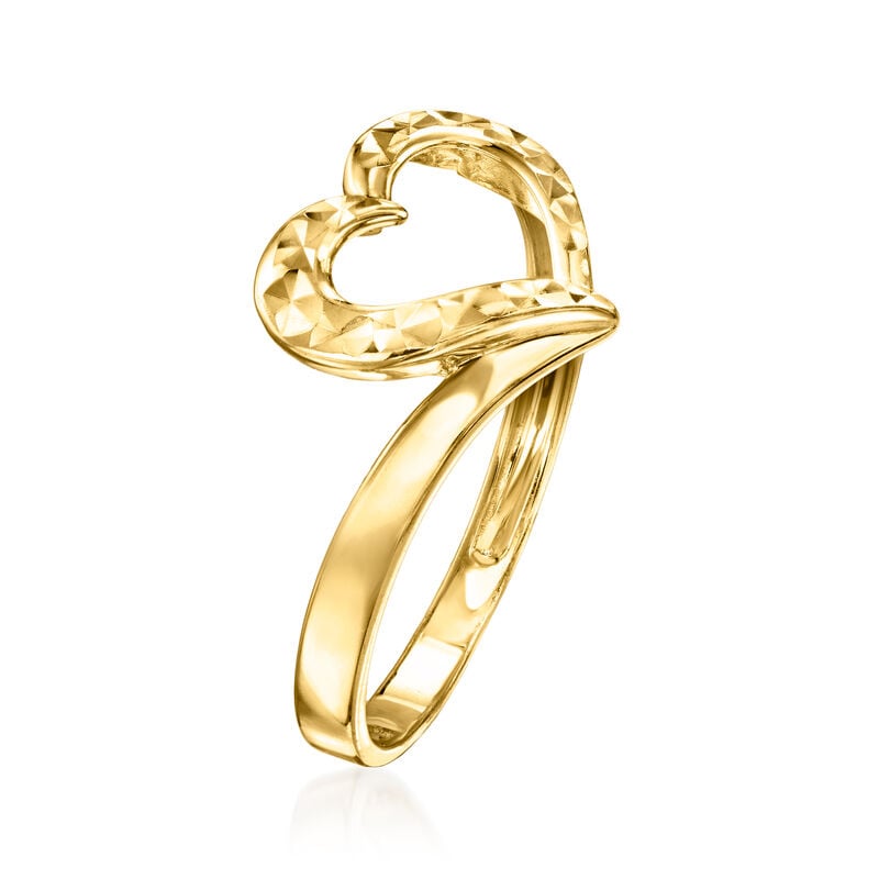 10kt Yellow Gold Diamond-Cut Heart Ring image number 2