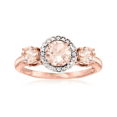 1.25 ct. t.w. Morganite Ring with Diamonds in 14kt Two-Tone Gold