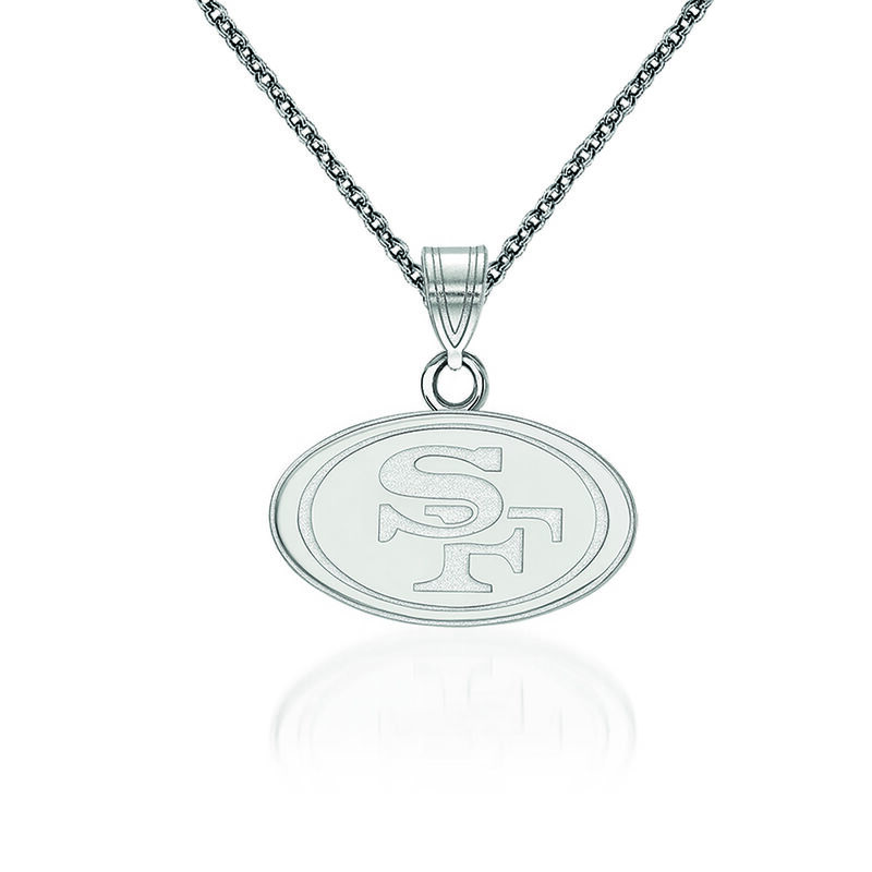 14kt White Gold NFL San Francisco 49ers Pendant Necklace. 18&quot; image number 0