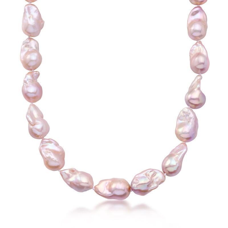 12-15mm Pastel Cultured Baroque Pearl Necklace with 18kt Gold Over Sterling image number 0