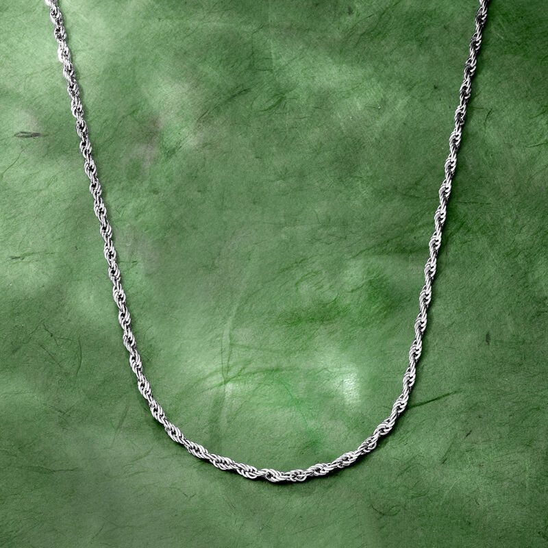 2mm Sterling Silver Rope-Chain Necklace image number 3