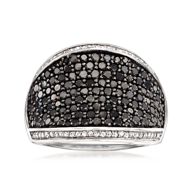 2.00 ct. t.w. Black and White Diamond Dome Ring in Sterling Silver image number 0