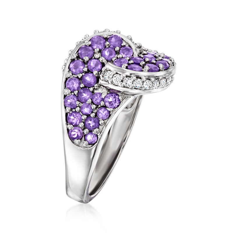 C. 1990 Vintage 1.50 ct. t.w. Amethyst and .20 ct. t.w. Diamond Ring in 14kt White Gold. Size 7 image number 2