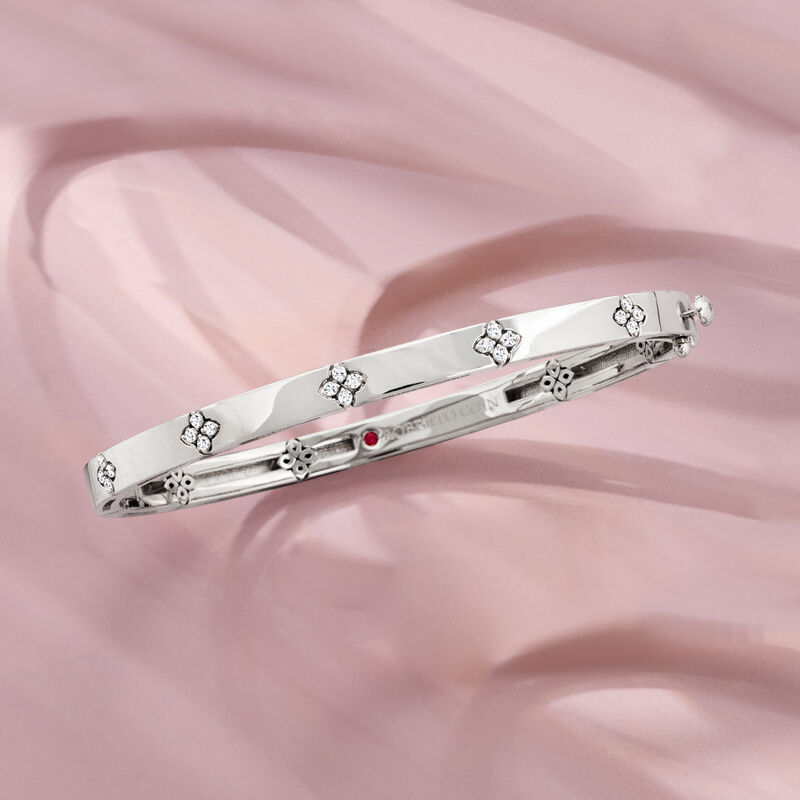 Roberto Coin &quot;Love in Verona&quot; .15 ct. t.w. Diamond Bracelet in 18kt White Gold. 7&quot; image number 2