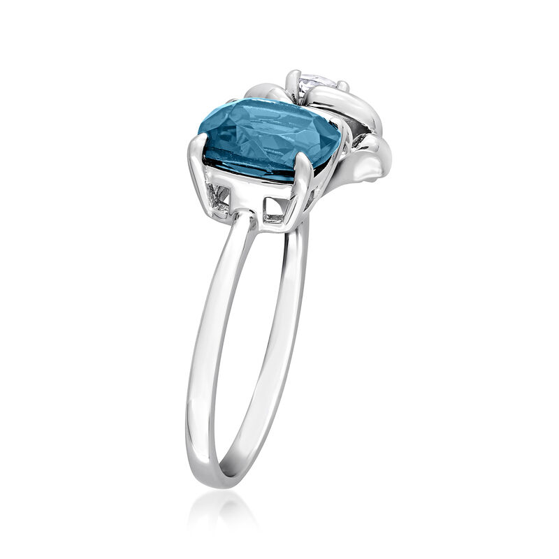 2.60 Carat London Blue Topaz and .30 Carat White Topaz Flower Ring in Sterling Silver image number 1