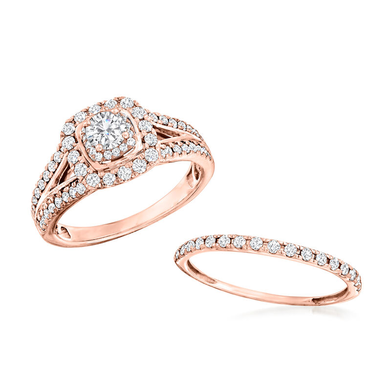 1.00 ct. t.w. Diamond Bridal Set: Engagement and Wedding Rings in 14kt Two-Tone Gold image number 3