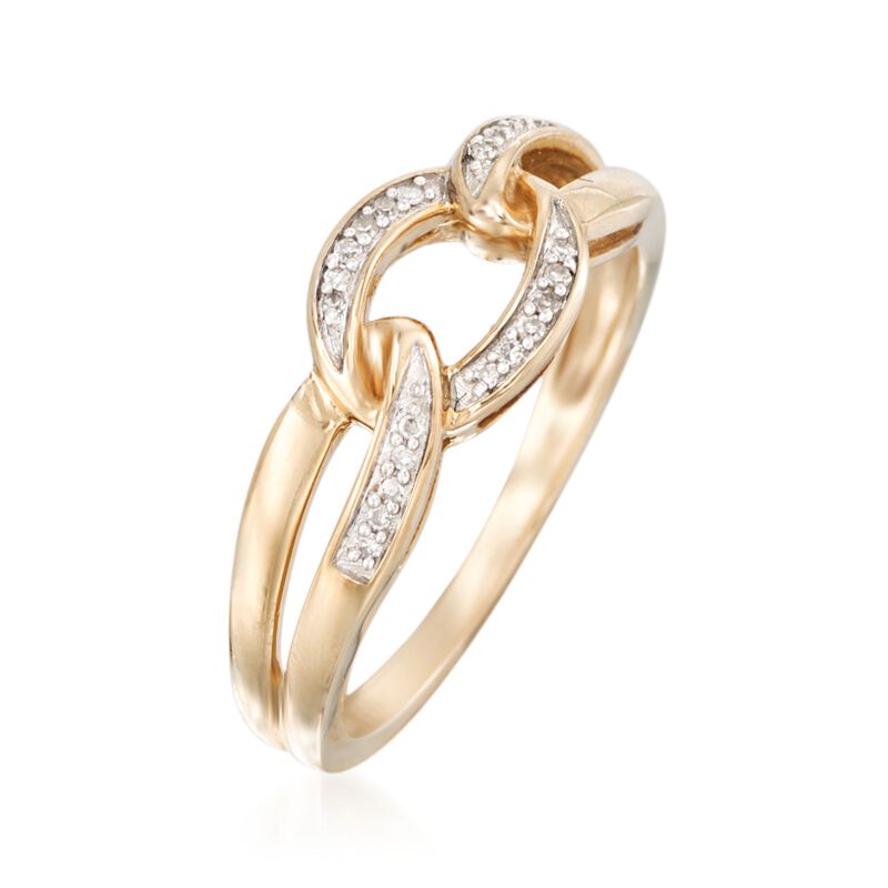 14kt Yellow Gold Link Ring with Diamond Accents image number 2