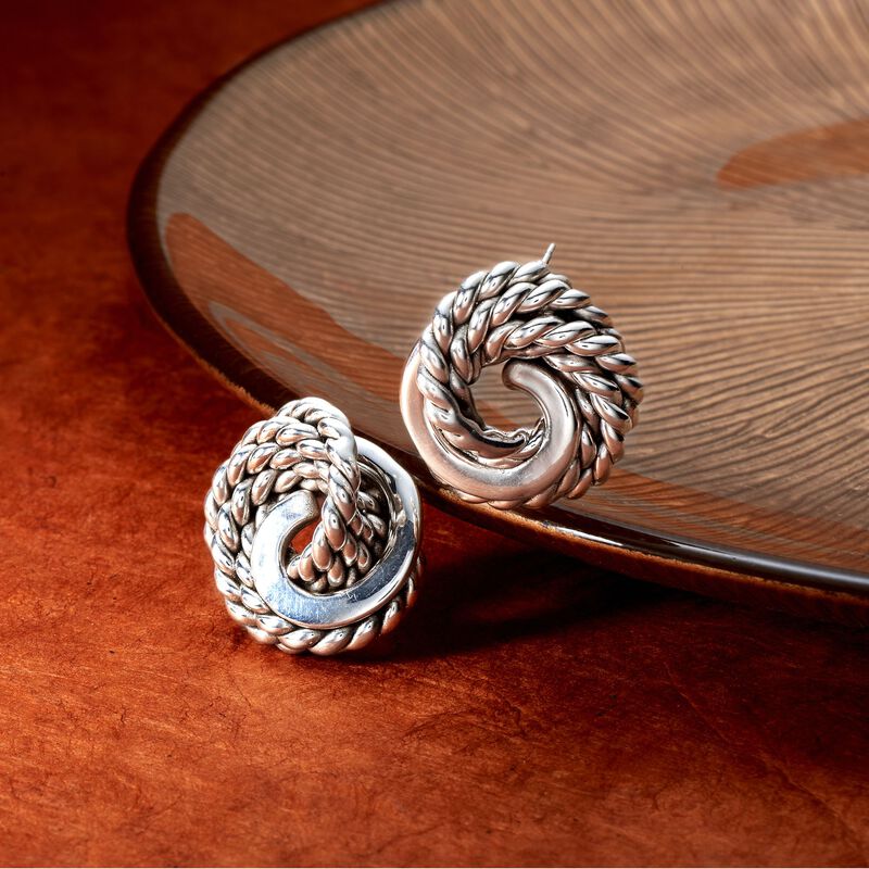 Sterling Silver Roped Knot Earrings image number 3