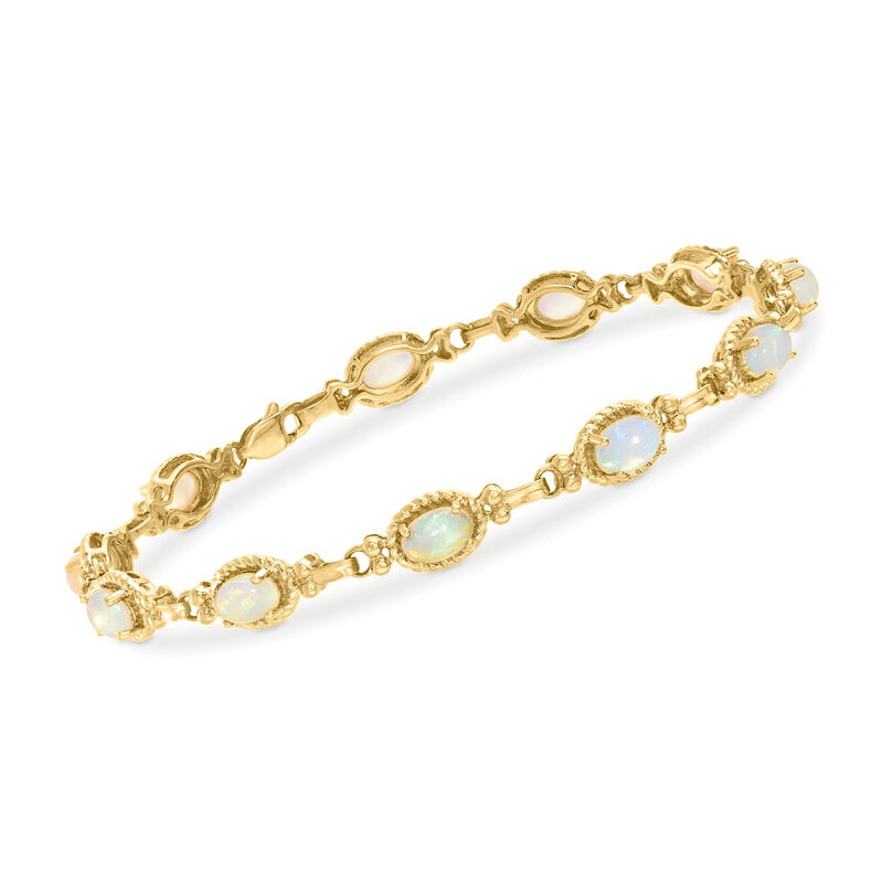 6x4mm Opal Bracelet in 14kt Yellow Gold image number 0