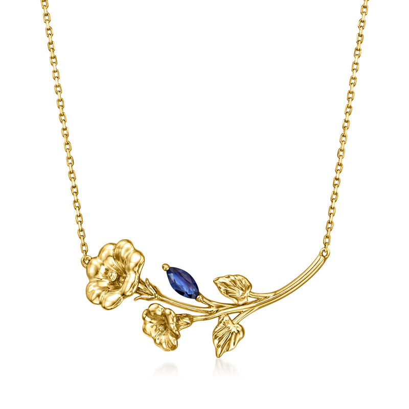 .10 Carat Sapphire Morning Glory Flower Necklace in 14kt Yellow Gold image number 0