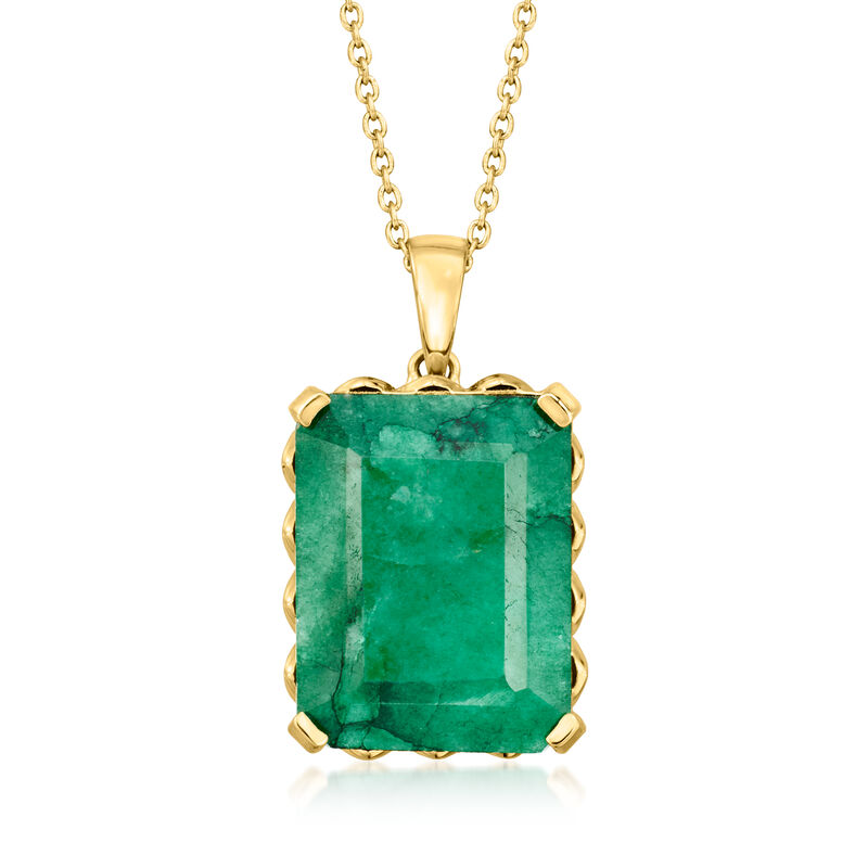 11.00 Carat Emerald Pendant Necklace in 18kt Gold Over Sterling. 18&quot; image number 1