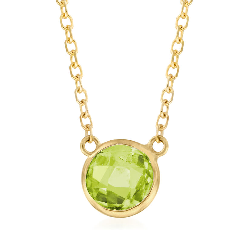 .90 Carat Green Peridot Necklace in 14kt Yellow Gold image number 0