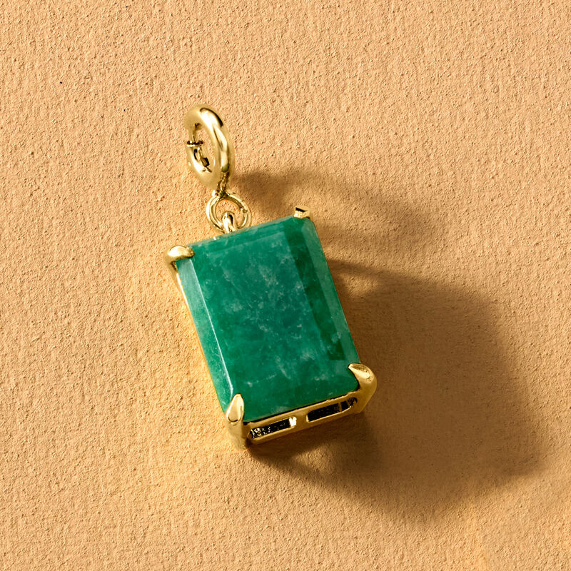 5.75 Carat Emerald Charm in 18kt Gold Over Sterling  image number 3