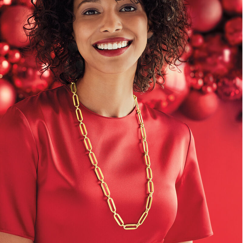 Italian 14kt Yellow Gold Paper Clip Link Necklace image number 3