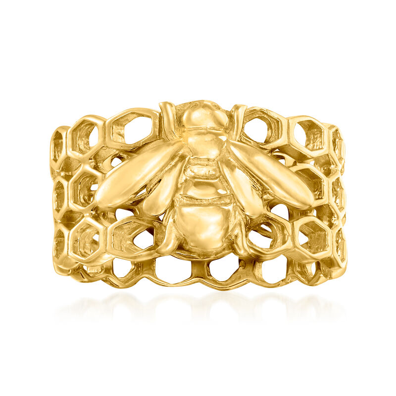 Italian 18kt Gold Over Sterling Bumblebee and Honeycomb Ring image number 0