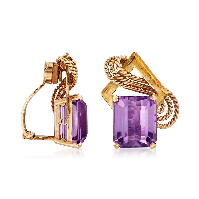 C. 1950 Vintage H. Stern 10.20 ct. t.w. Amethyst Clip-On Earrings in 18kt Yellow Gold image number 2