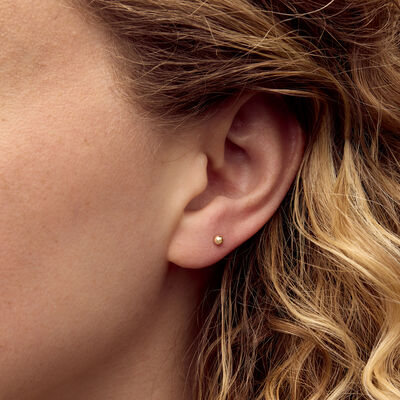 3mm 14kt Yellow Gold Ball Flat-Back Stud Earrings