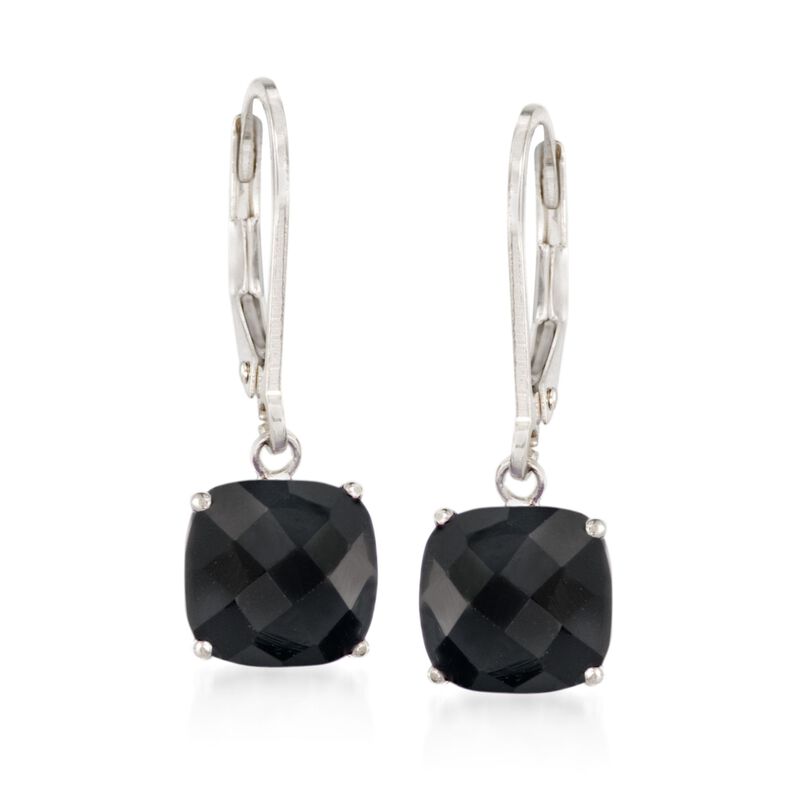 Cushion-Cut Black Onyx Drop Earrings in Sterling Silver image number 0