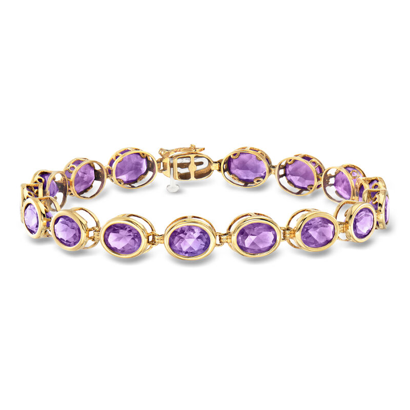 C. 1980 Vintage 18.40 ct. t.w. Amethyst Bracelet in 14kt Yellow Gold. 7.5" image number 0