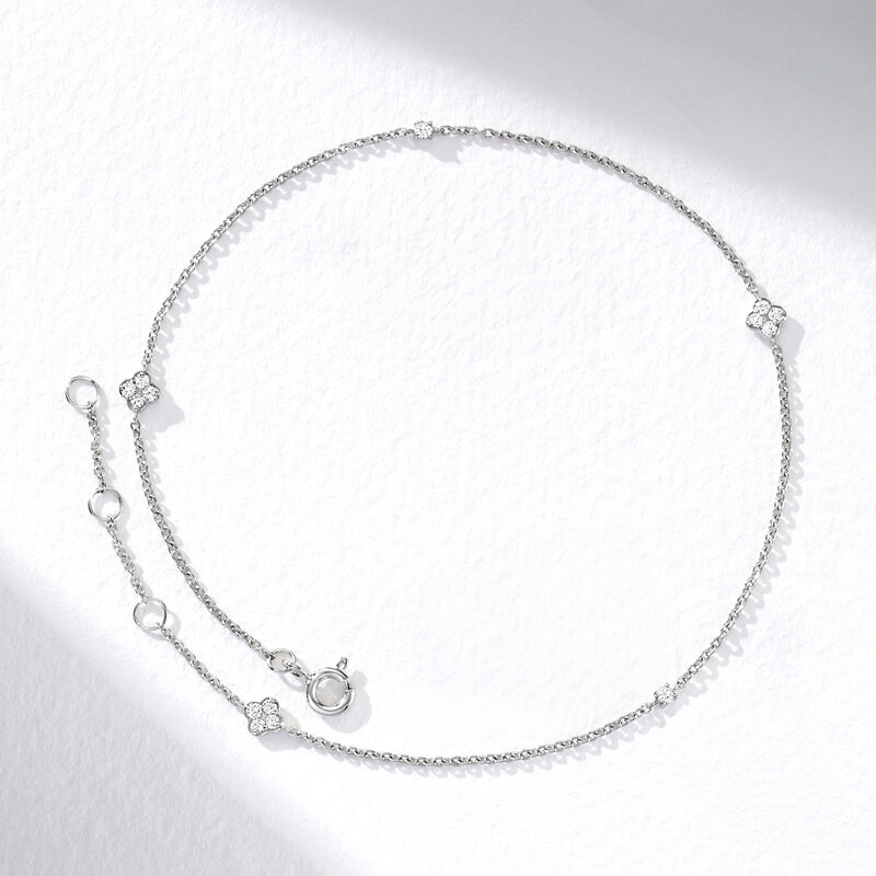 .15 ct. t.w. Diamond Anklet in Sterling Silver. 9&quot; image number 2