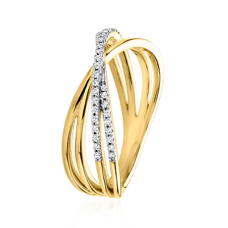 .15 ct. t.w. Diamond Crisscross Ring in 18kt Gold Over Sterling image number 2