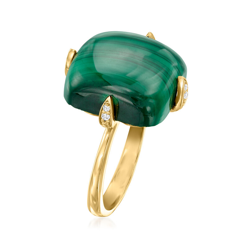 Malachite Ring with White Topaz Accents in 18kt Gold Over Sterling image number 2