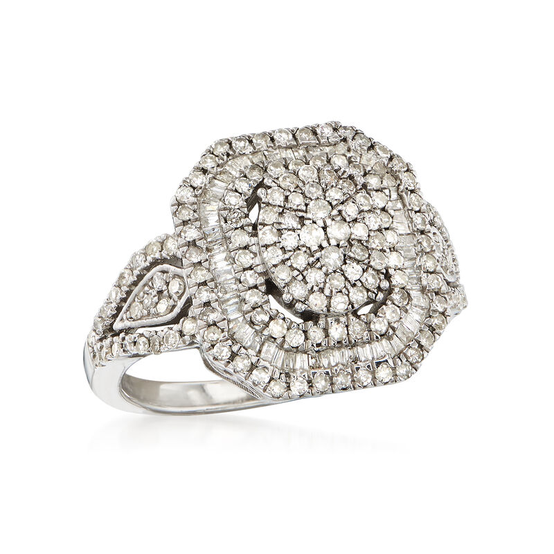 1.00 ct. t.w. Round and Baguette Diamond Multi-Level Ring in Sterling Silver image number 3