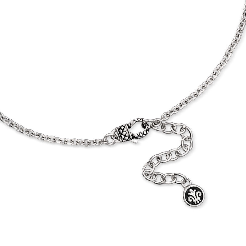 Andrea Candela &quot;Pasion De Plata&quot; Sterling Silver Round Pendant Necklace with Black Enamel. 17&quot; image number 2